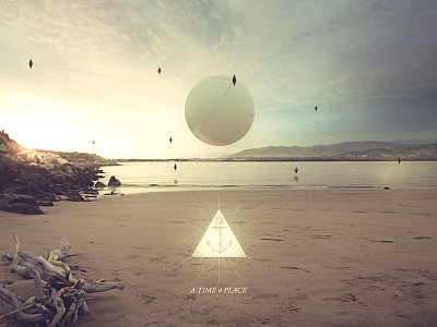 A Time & Place 3d abstract album art beach composite sphere