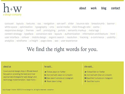 h+w design home page berkeley trade gothic typography website