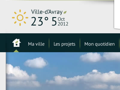 meteo header Webui design dropdown fireworks header icon menu meteo sun webdesign webui