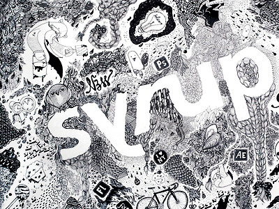 Syrup Sthlm Doodle - full canvas ink pencil sketch syrup sthlm typography