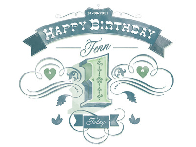 Fenn greeting card illustration typography