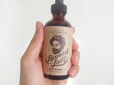 Bearded Lady Bitters bitters brooklyn custom custom lettering illustration label design lettering logo woodcut