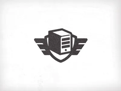 Flying Server Badge badge concept idea illustration logo server shade vector