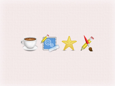 Icons brush coffee colourful icon icons paintbrush pencil photoshop practice set star