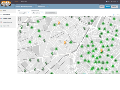 Geo-Analytics Display analytics coordinates geolocation web application