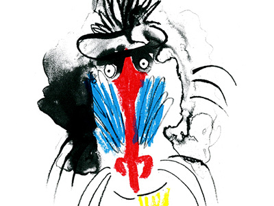 Mandrill baboon screenprint