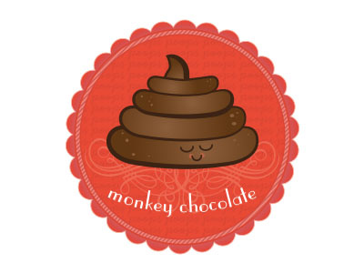 Monkey Chocolate badge chocolate monkey pink poop