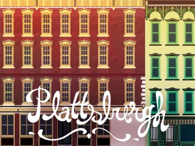 Plattsburgh NY architecture city illustration new york type