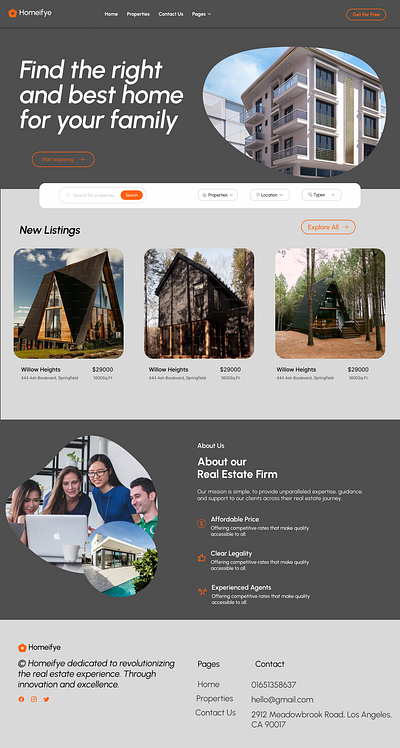 Real Estate Concept Web Site Design design real estate ui user interface ux web site