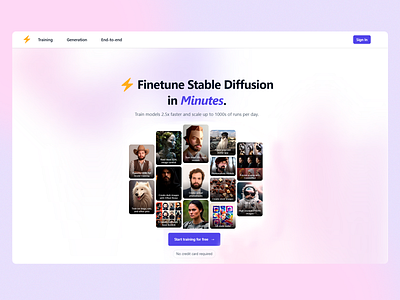 AI Model Training Landing Page ai ai learning computer vision design fast ai generative landing page landing page design learning tools machine learning model training tech startup training ui ui design user experience ux ux design web ui web ux