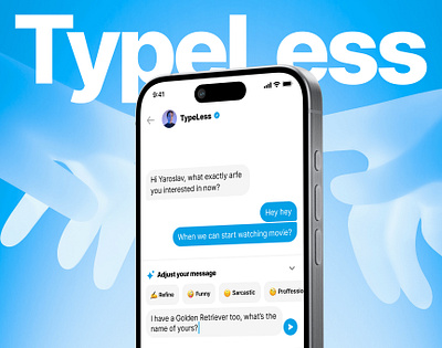 TypeLess AI Messenger app. Full case on Behance adjust your message ai messenger al generated message app store branding chat chatting community inbox less typing message messenger messenger app mobile app mobile design mobile ui design type typeless typing ui