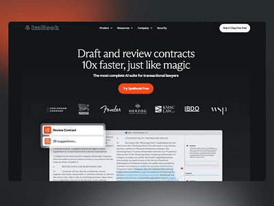 ImBook - Website Landing page ai automation contract review document automation drafting efficiency language processing law firm legal design legal software legal tech machine learning productivity professionals text analysis ui ui design ux ux design workflow