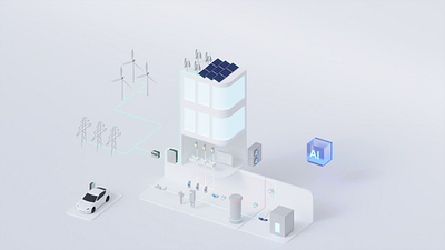 Net-zero emissions 3d blender innovation isometric rendering simple