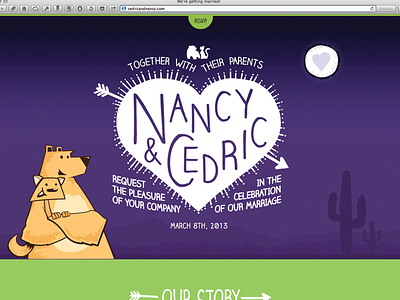 Wedding website cactus css3 green heart html5 illustration moon purple responsive web website wedding