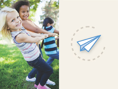 Paper airplane flight fun icon kids logo paper airplane