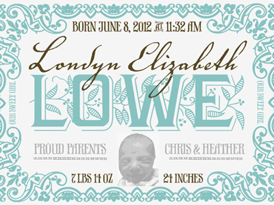 Birth Announcement announcement border typography victorian vintage