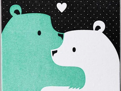 February Bears 2 color bears coaster goodness illustration letterpress nb nblauw simple square wk