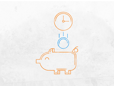 Time is Money bank clock coin illustration illustrator landing line pig wip