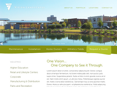 Giant full width slider for a landscaper alabama asymmetric birmingham call to action curves landscaping lines minimal organic rail road park responsive design simple typography vision