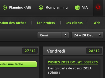 Admin admin black cms gradient green grey planning tasks ui