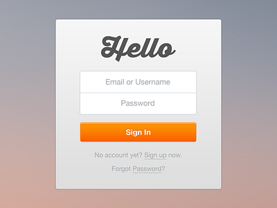 Sign In Freebie PSD design free freebie gradient grey login minimal orange psd sign in ui