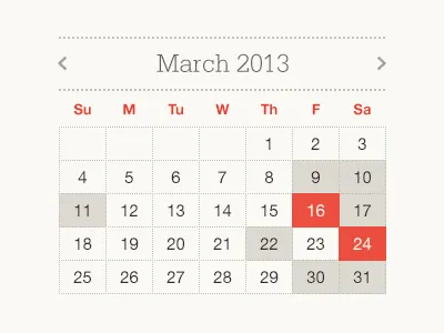 PopGrub Calendar graphic brand calendar cream font identity red ui ux web design website