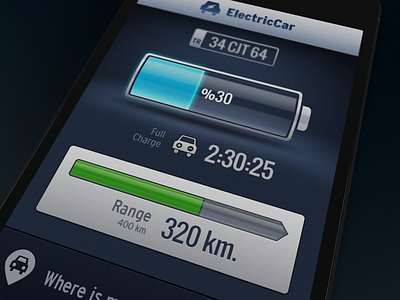 Electric Car Dashboard iPhone App app battery car dashboard electric iphone pin range ui