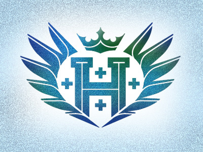 Hustle Points Icon V2 blue cross crown green h hustle wings