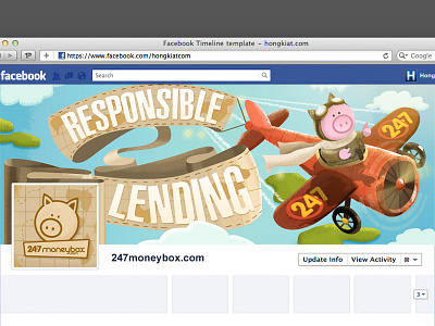 Facebook timeline cover cover facebook map pig plane ribbon