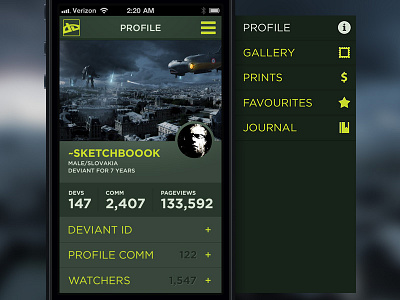 deviantART concept / profile android app application art concept deviant deviantart fan iphone mobile profile