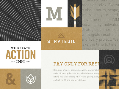 Rebrand elements exploration arrow boulder brand colorado gold icons identitiy illustration imm logo mark mood board process texture type