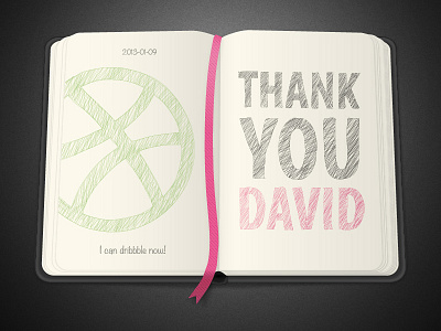 Invite thanks ball book dribbble illustrator invite letters moleskine sketch texture thanks