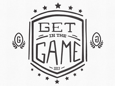 Get In The Game collegiate emblem football get in the game hand drawn logo rough sports texture type