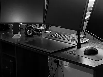 My Worspace 2013 dell ergotron intuos iphone iphone stand logitech mouse mousepad office pc screen setup tablet wacom workspace