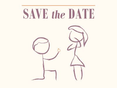 Save The Date bodoni illustration stick figures weddings