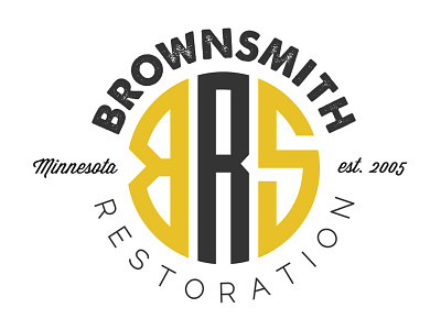 Brownsmith Restoration brownsmith design distressed gray grey logo minneapolis minnesota mn monogram mpls mustard restoration yellow