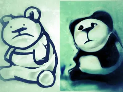 Sad panda digitalsketch fingerpainting panda