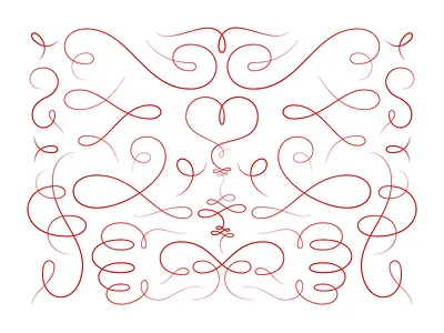 Formal Invitation Swirly Things red swash white