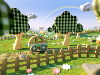 Tiny world 3d cinema 4d illustration