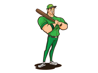 Baseball Player By AndyToonz (Colored) andytoonz animal art cartoon character character design concept illustration illustrator vector