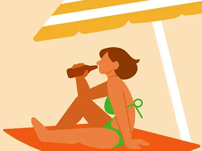 Beer at the beach beach beer bottle chill daily life design graphic graphic design hot icons illustration modern poster relaxing summer sun sunlight swim vector vector art