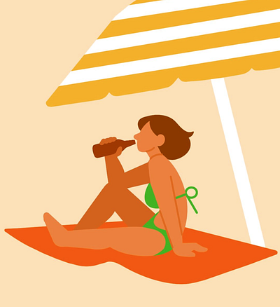 Beer at the beach beach beer bottle chill daily life design graphic graphic design hot icons illustration modern poster relaxing summer sun sunlight swim vector vector art