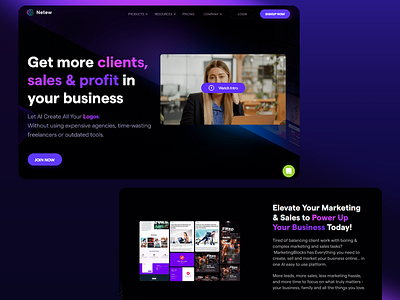 Netew AI Landing Page ai ai marketing ai tools automation business ai business growth design home page landingpage platform sales optimization software ui ui design user interface ux ux design visual design web design web ui