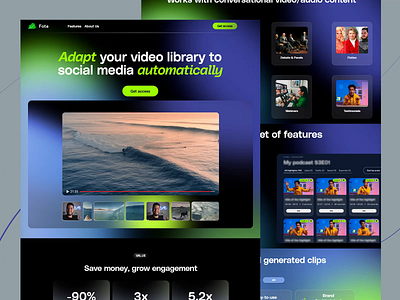 Fote Ai Video Platform ai animation design digital media editing illustration landing page marketing tools media marketing social media ui ui design ux ux design video video automation video flow vidoe clips web design website