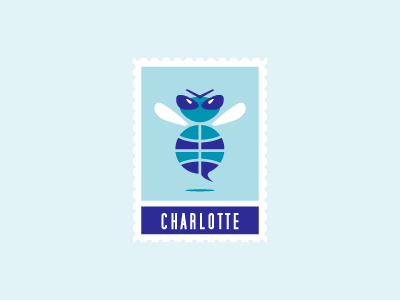 Hornets (Retro) basketball blue concept dribble graphic hornet logo playoff retro stamp sting