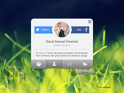 Profile Concept facebook hire mini profile photoshop profile skills stats twitter ui