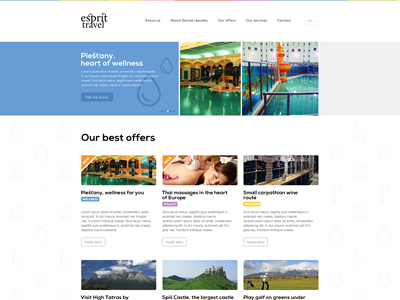 Esprit travel button colors colour icons menu minimalist pictopro slider travel agency typography webdesign website white space