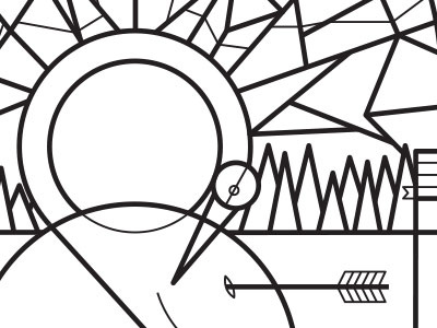 Stained Glass Crane WIP arrow bird crane illustration mountains stained glass stroke trees