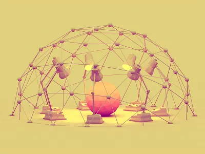 Lamp Meeting 3d ao array atom array ball c4d camera cinema 4d desk lamp geodesic geodesic dome globe lamp light low poly lowpoly me parallel render sphere