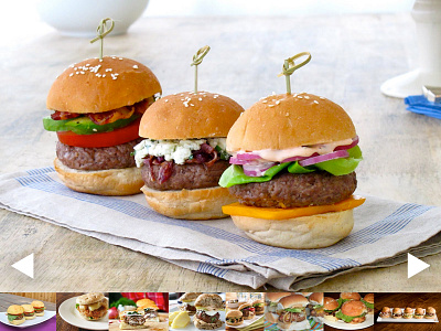 The Slider Of Sliders arrows burger cheeseburger css hamburger javascript meat slider thumbnails